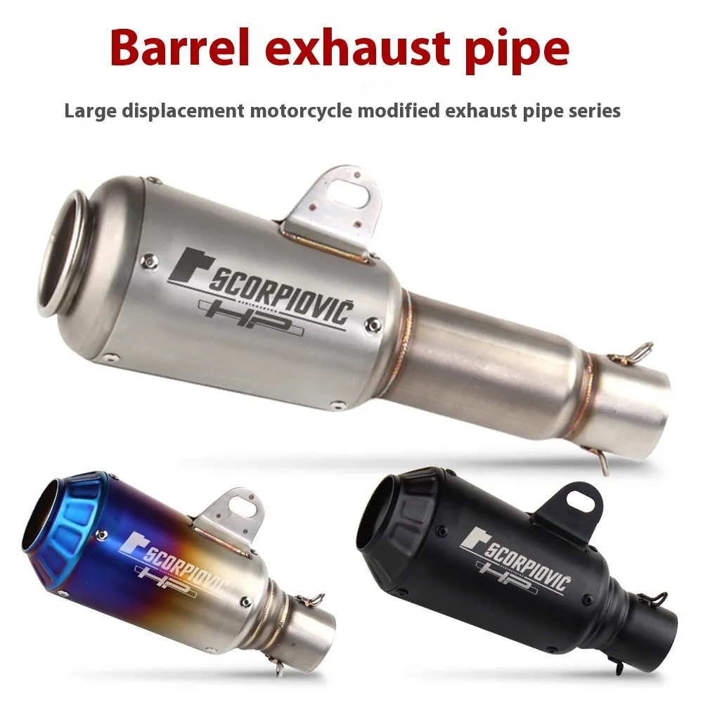 Universal stainless steel racing motorcycle exhaust pipe with flower cover design in multiple colour options