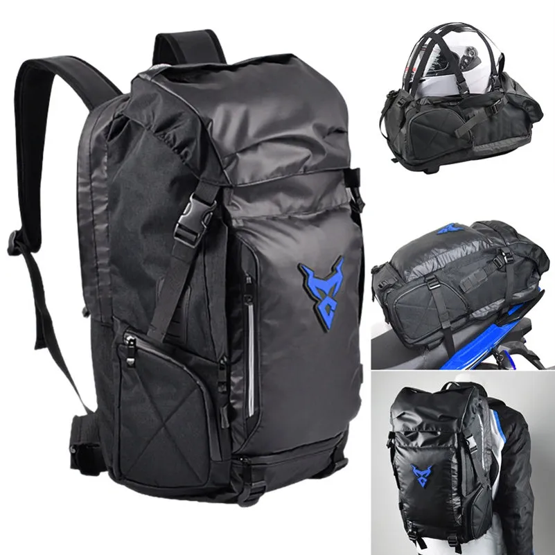 Multifunctional Oxford cloth motorcycle travel backpack with 55x34x36cm capacity in red label colour