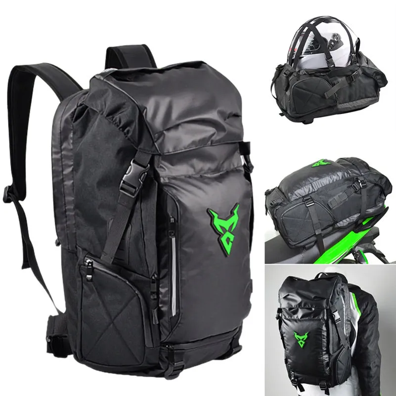 Multifunctional Oxford cloth motorcycle travel backpack with 55x34x36cm capacity in red label colour
