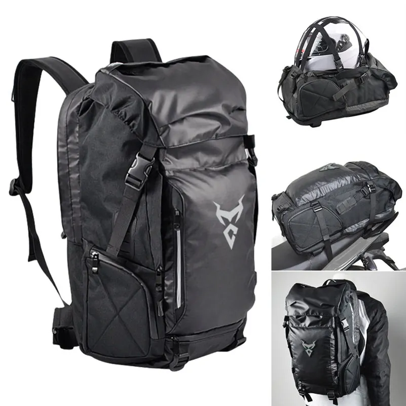 Multifunctional Oxford cloth motorcycle travel backpack with 55x34x36cm capacity in red label colour