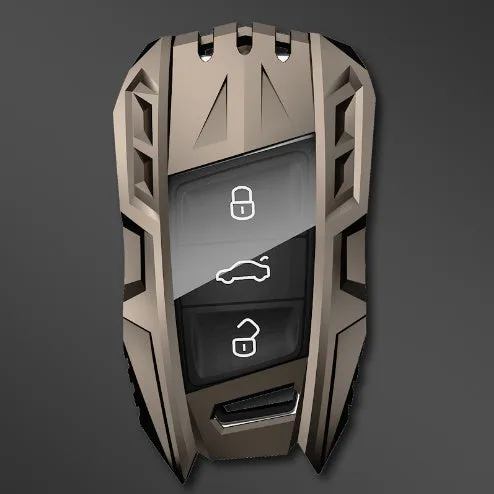 Metal mecha golf auto key shell protective cover in silver colour with buckle option