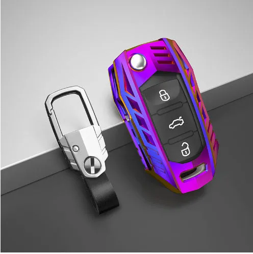 Metal mecha golf auto key shell protective cover in silver colour with buckle option