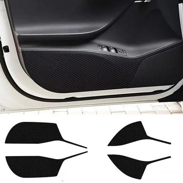 Clear carbon fibre protective film kit for Tesla Model S car door interior panels.