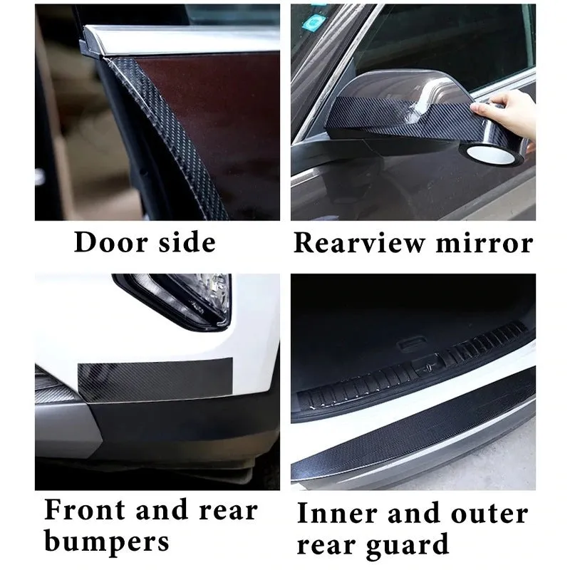 Car door anti-collision strip with carbon fiber pattern in multiple width and length options