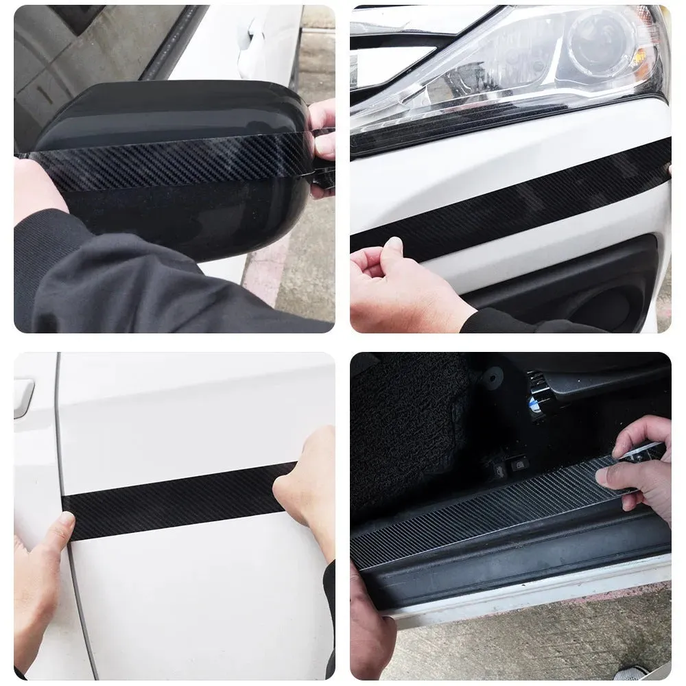 Car door anti-collision strip with carbon fiber pattern in multiple width and length options