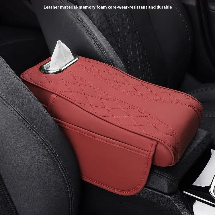 Leather car armrest box cushion tissue holder universal buggy bag 35x16.5cm in beige