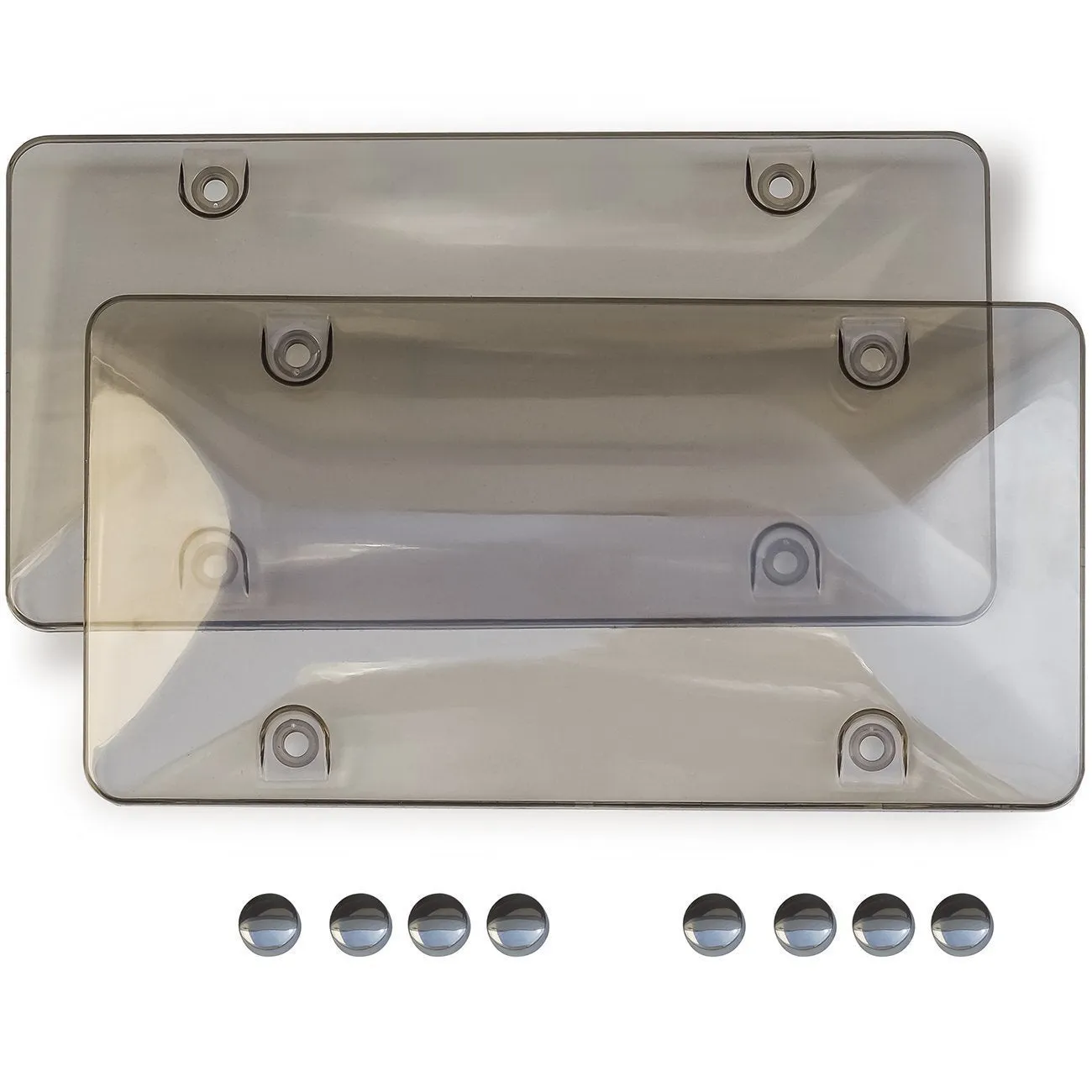 Pair of transparent plastic car licence plate frames 31.4x16cm in black cover option
