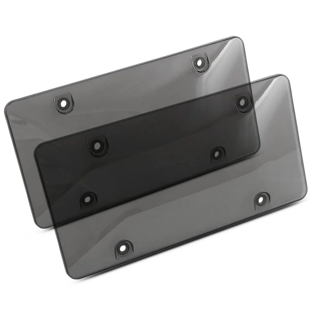 Pair of transparent plastic car licence plate frames 31.4x16cm in black cover option