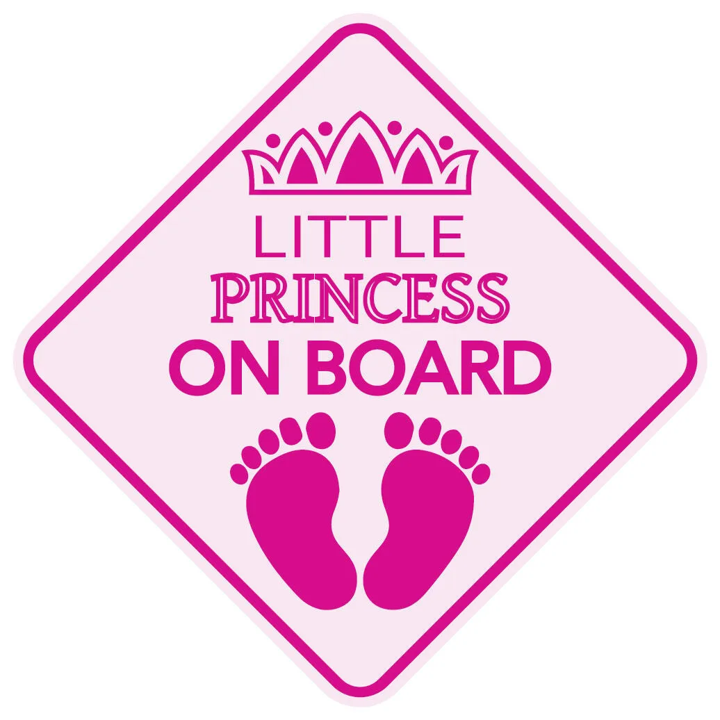Baby on board reflective car bumper sticker on white background, showing example of baby-themed design.