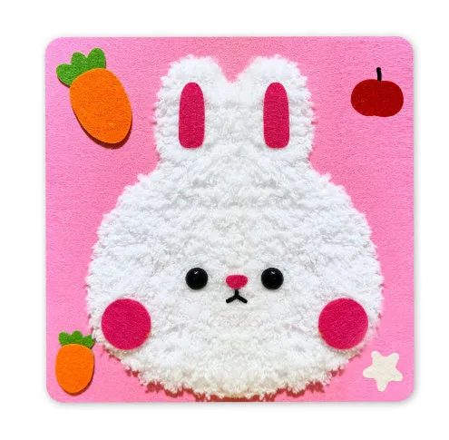 Children's DIY wool embroidery kit with cartoon animal design on 15cm cloth base