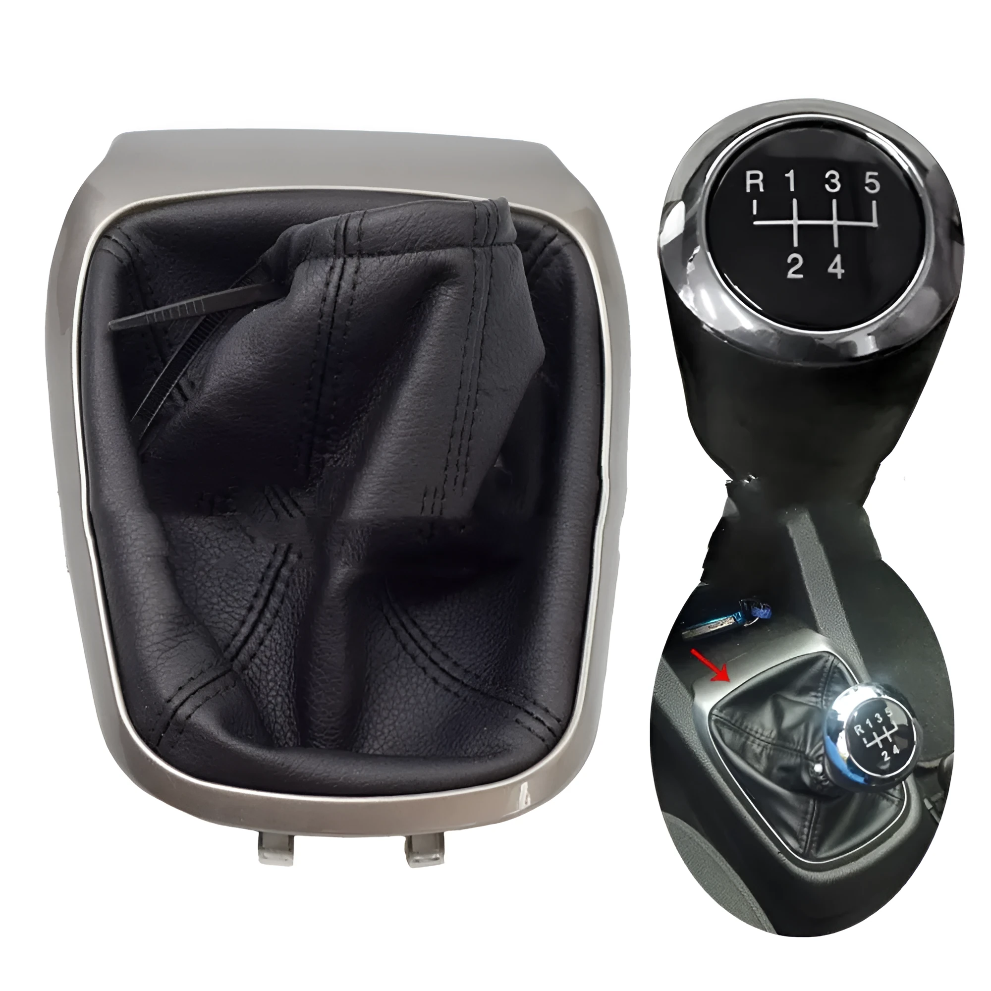 Black leather gear shift knob cover for Chevrolet Sonic Aveo T300 2011-2015 5-speed plastic headgear