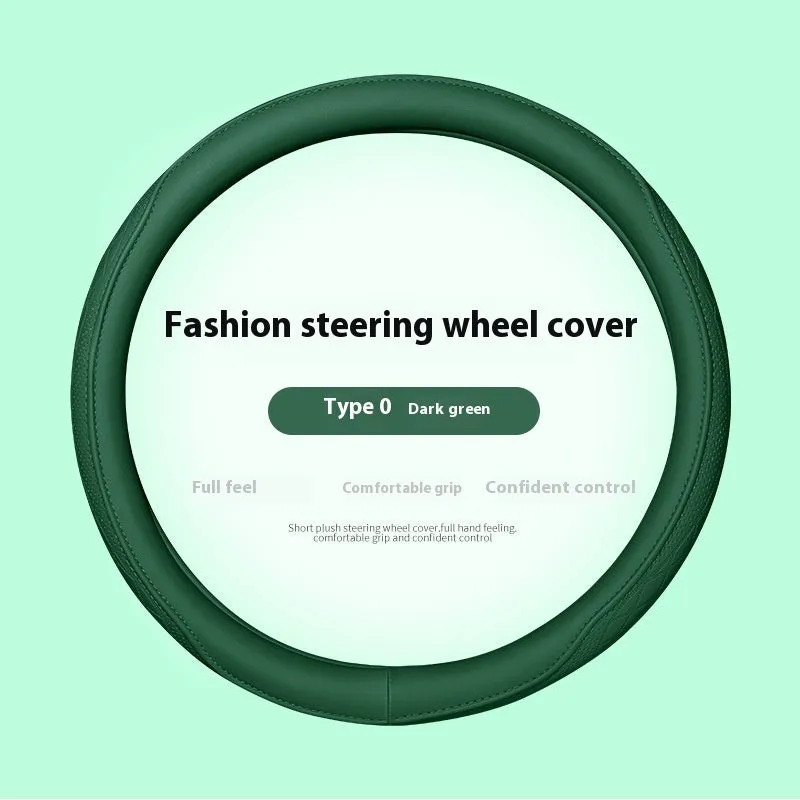 Leather steering wheel cover in navy blue for 38cm car steering wheel
