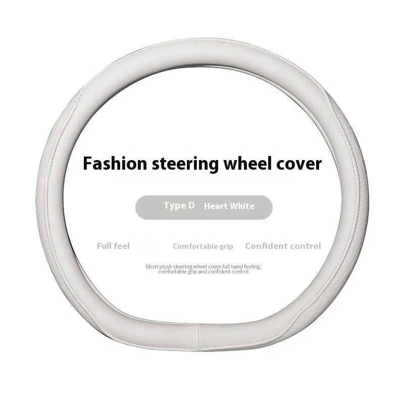 Leather steering wheel cover in navy blue for 38cm car steering wheel