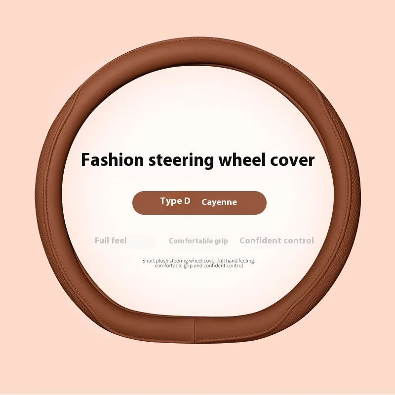 Leather steering wheel cover in navy blue for 38cm car steering wheel