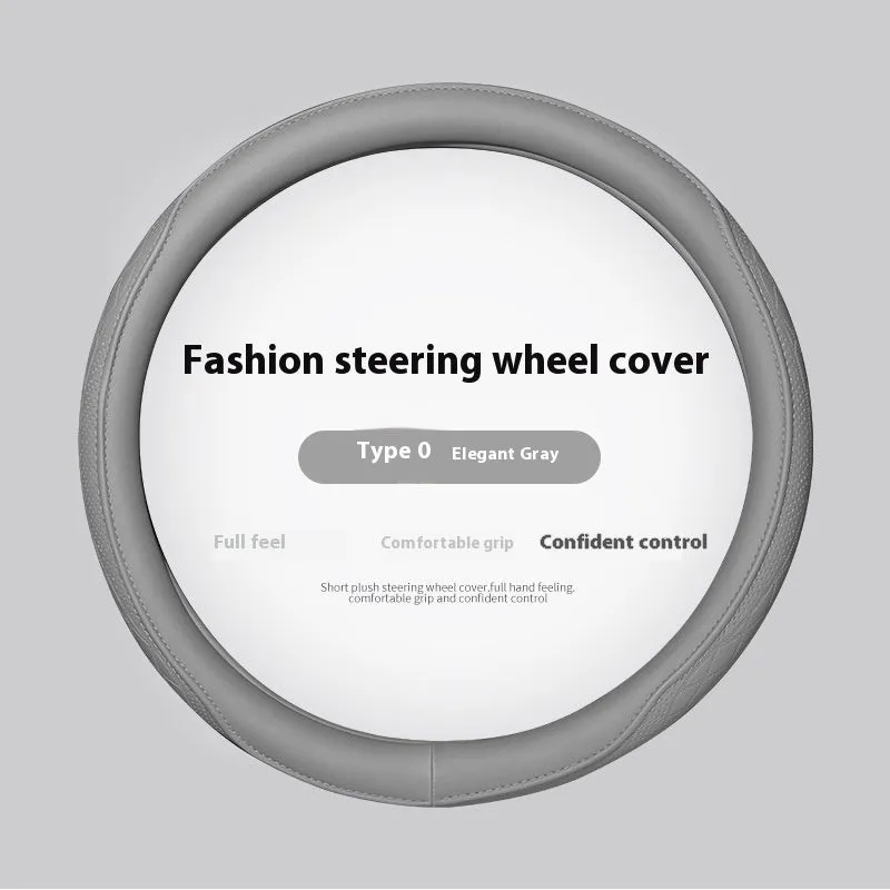 Leather steering wheel cover in navy blue for 38cm car steering wheel