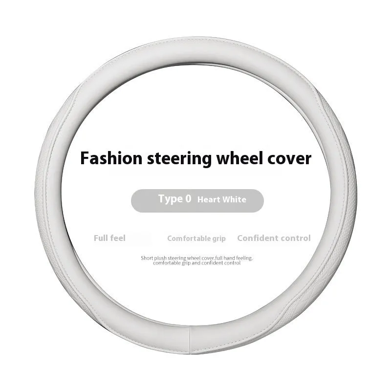 Leather steering wheel cover in navy blue for 38cm car steering wheel