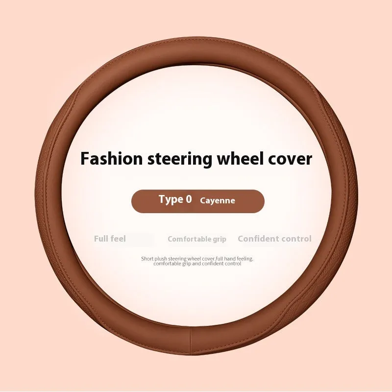 Leather steering wheel cover in navy blue for 38cm car steering wheel