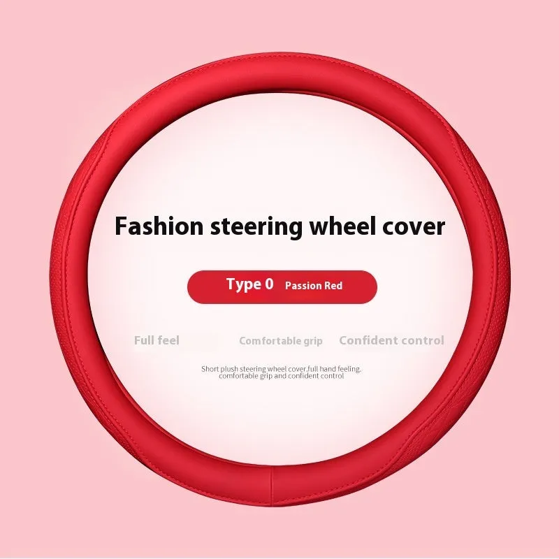Leather steering wheel cover in navy blue for 38cm car steering wheel