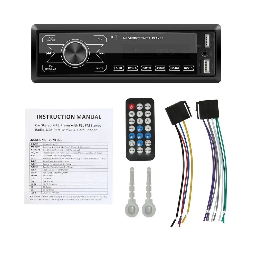 M10 touch screen dual USB vehicular Bluetooth MP3 player with colourful light and radio all-in-one machine