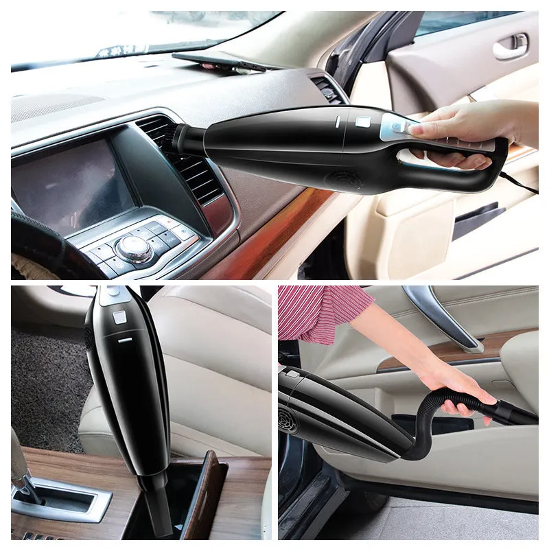 Cool Black 12V car wet and dry vacuum cleaner with brush suction and hose attachments