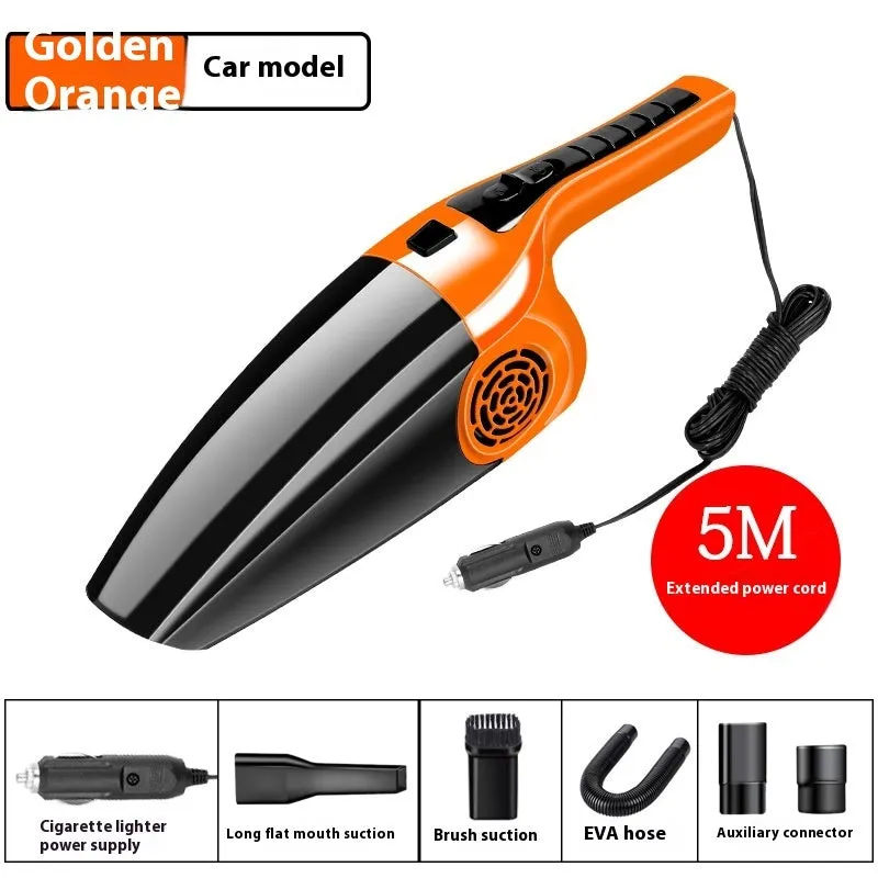 Cool Black 12V car wet and dry vacuum cleaner with brush suction and hose attachments