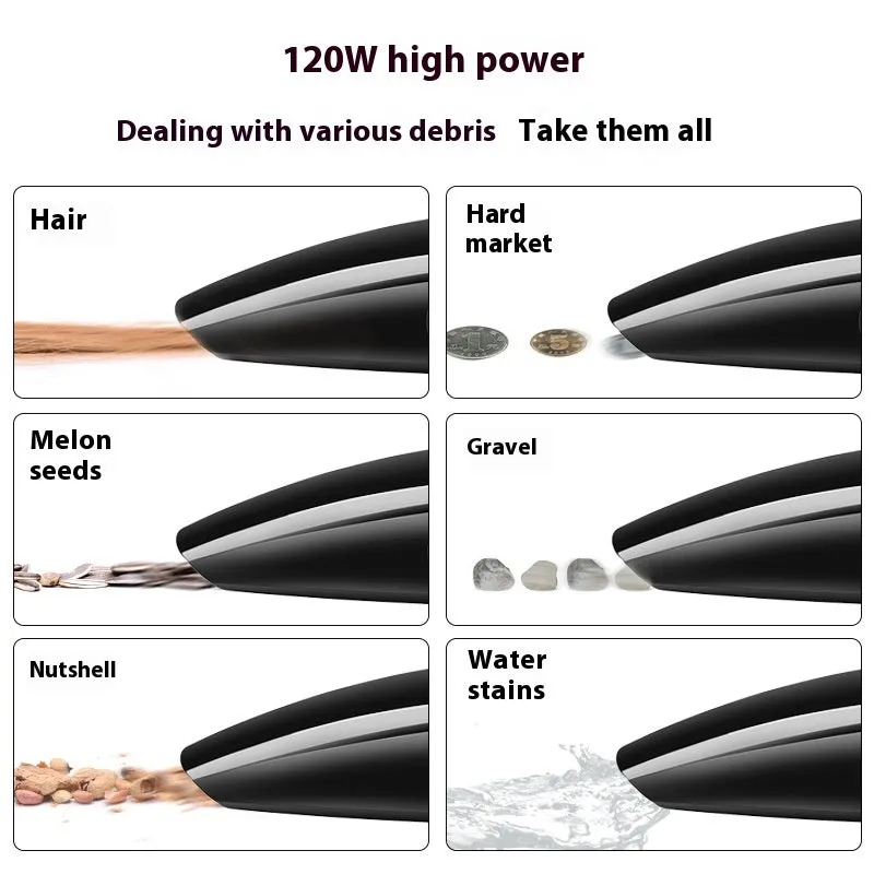 Cool Black 12V car wet and dry vacuum cleaner with brush suction and hose attachments