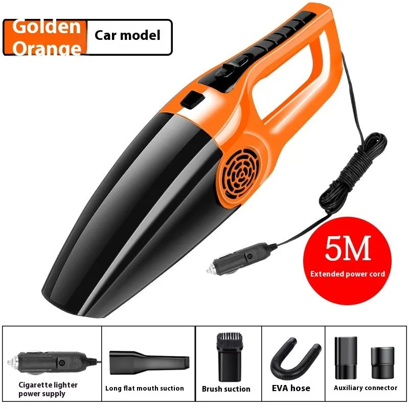 Cool Black 12V car wet and dry vacuum cleaner with brush suction and hose attachments