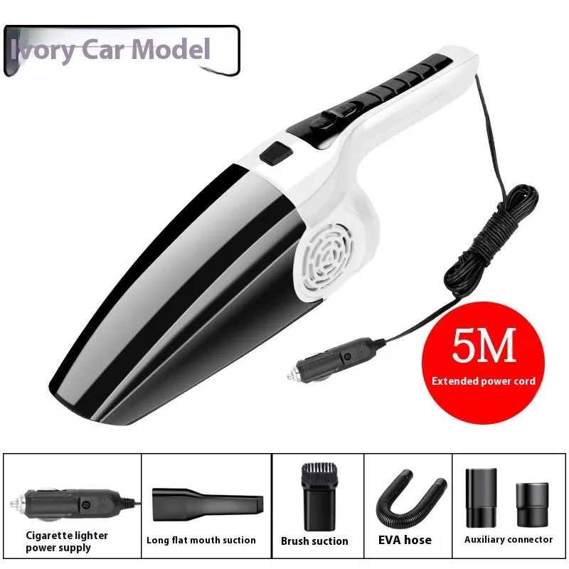 Cool Black 12V car wet and dry vacuum cleaner with brush suction and hose attachments