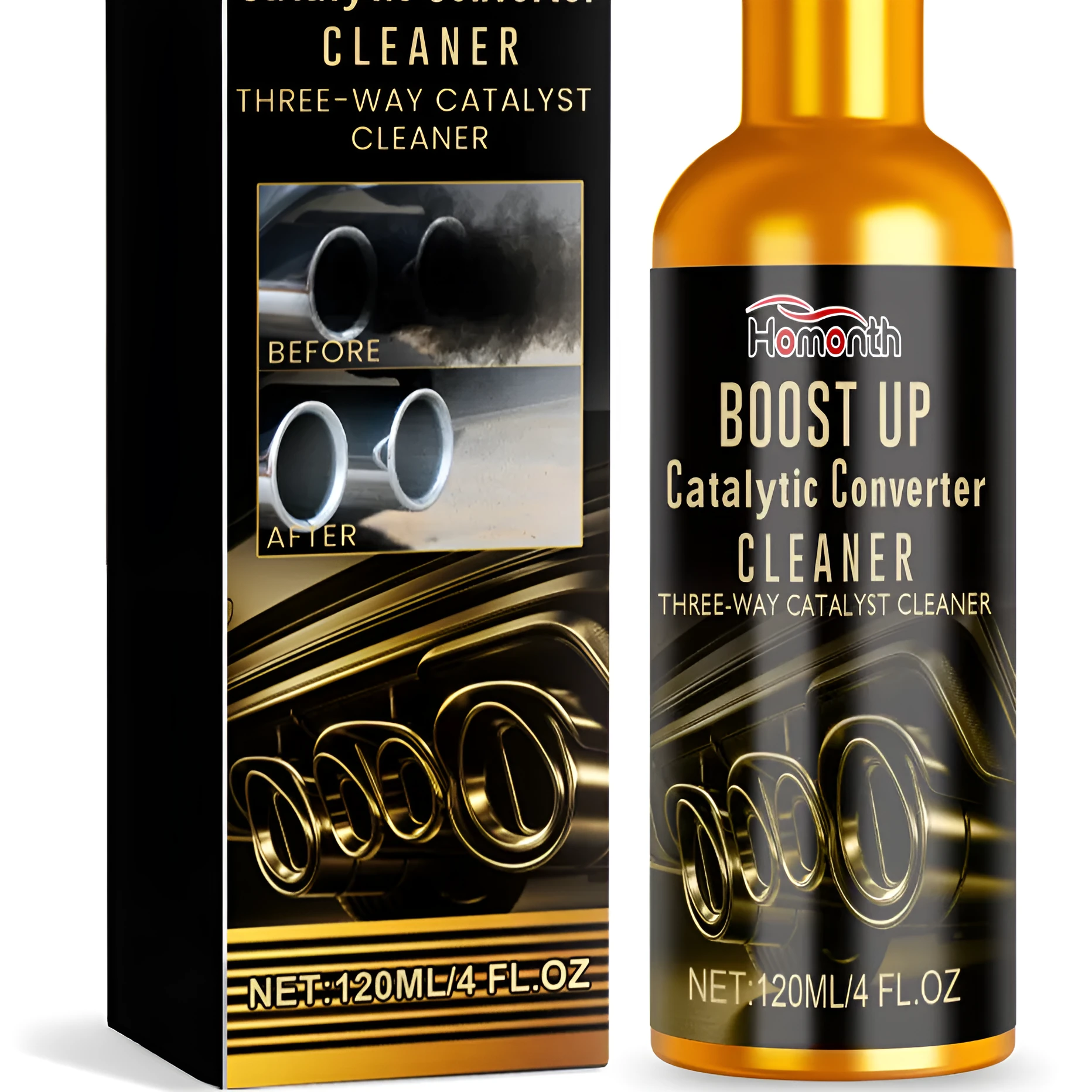 Catalytic converter cleaner 120ml 2-pack PE bottle with EDTA and sodium bicarbonate formula