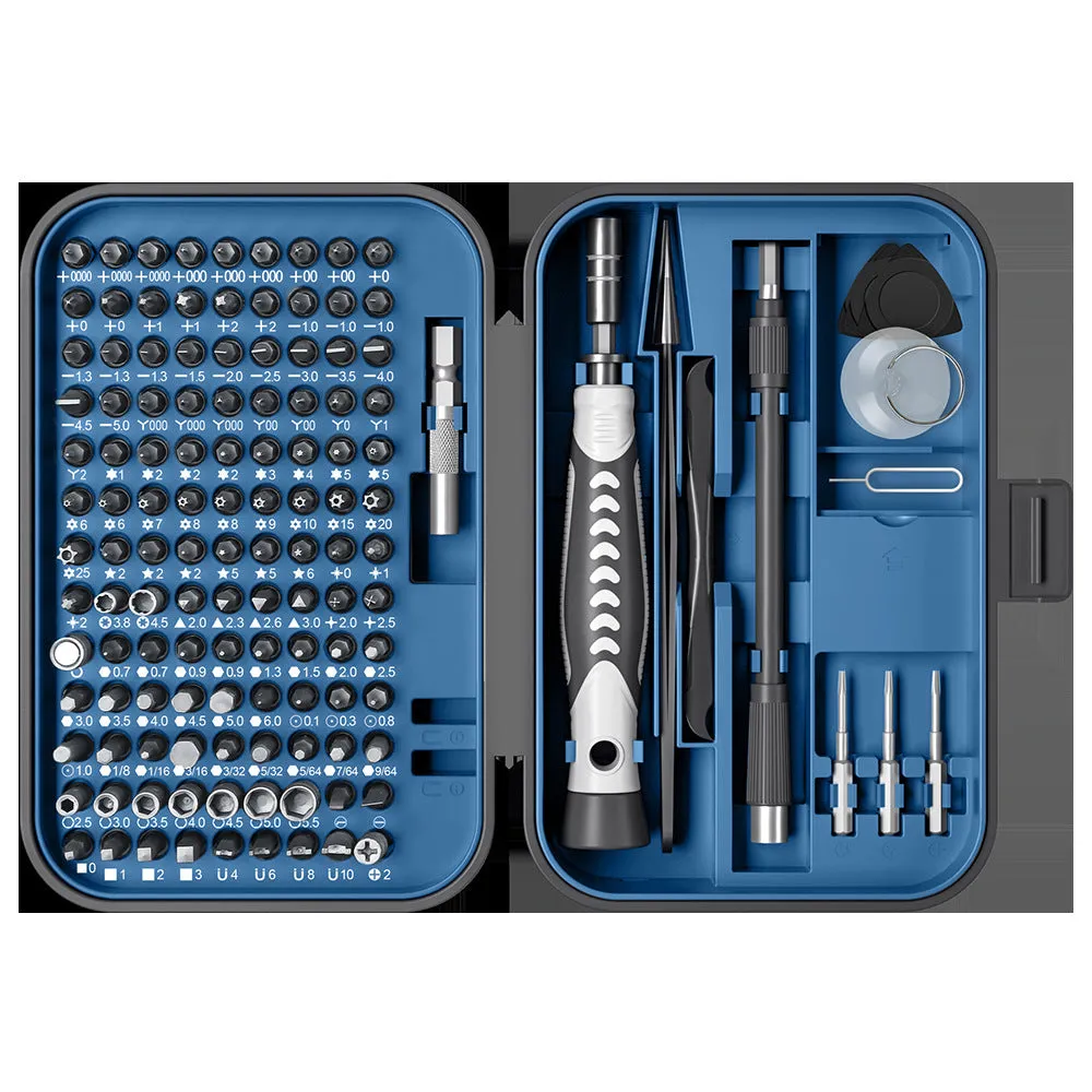 130 in 1 precision screwdriver tool set in orange and blue with CRV steel bits in compact case