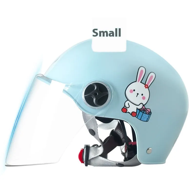 3C certified children's helmet with cat ear design, Blue Bunny colour, ABS shell