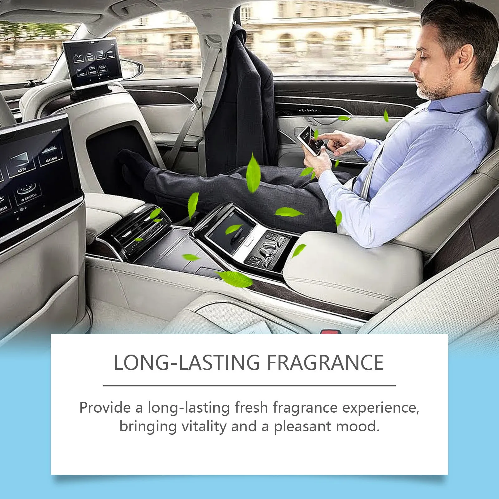 Car air outlet aromatherapy clip attached to a vehicle air vent, 20g lasting fragrance deodoriser with solvent and essence