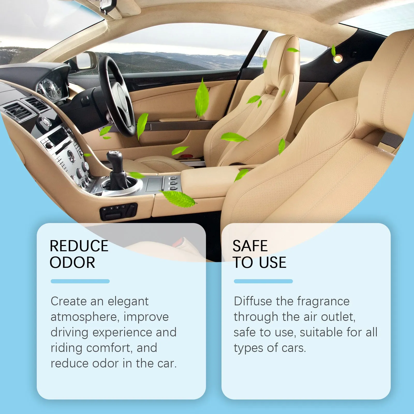 Car air outlet aromatherapy clip attached to a vehicle air vent, 20g lasting fragrance deodoriser with solvent and essence