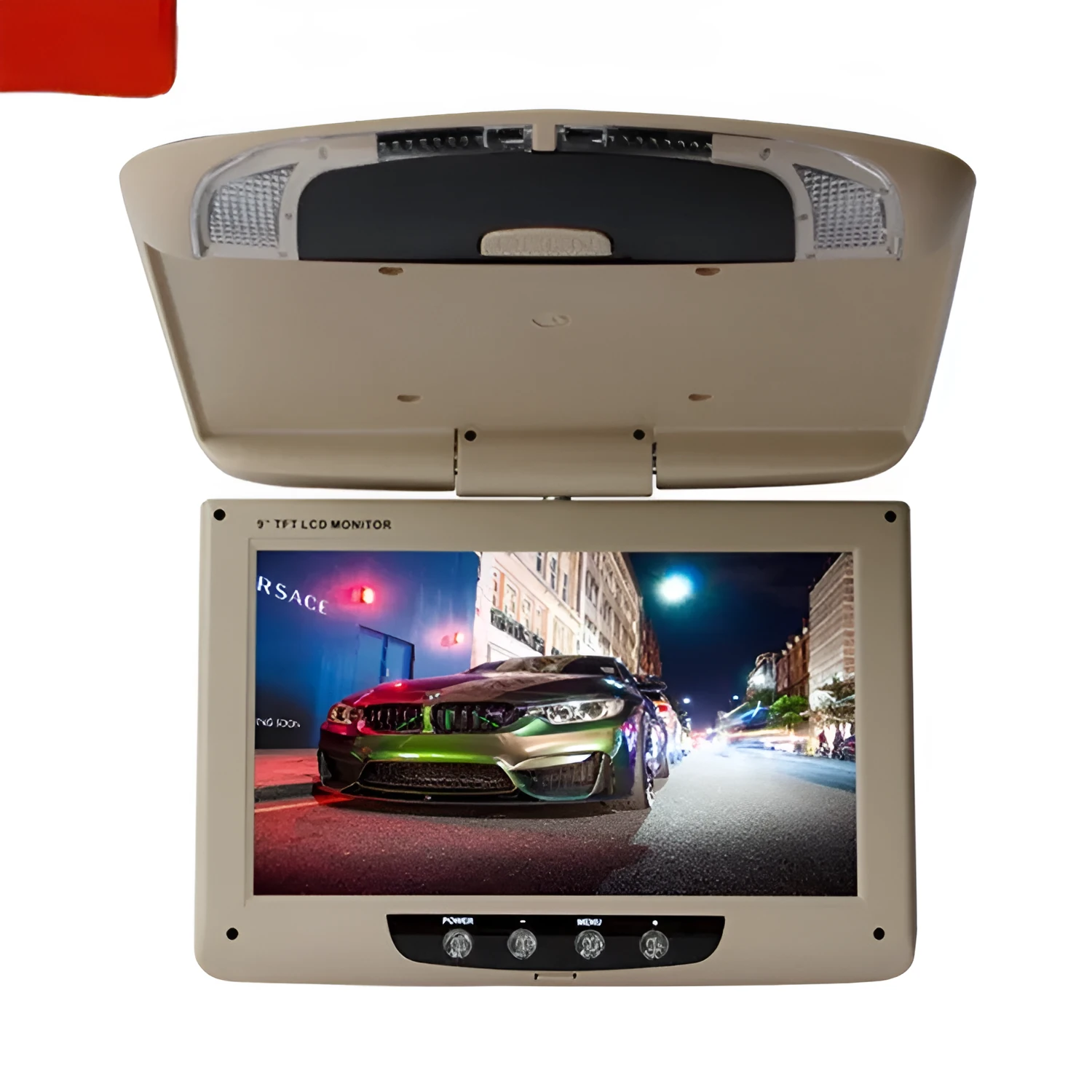 9-inch ultra-thin car ceiling reversing monitor with LCD full HD screen, LED lighting, black colour, mounted overhead