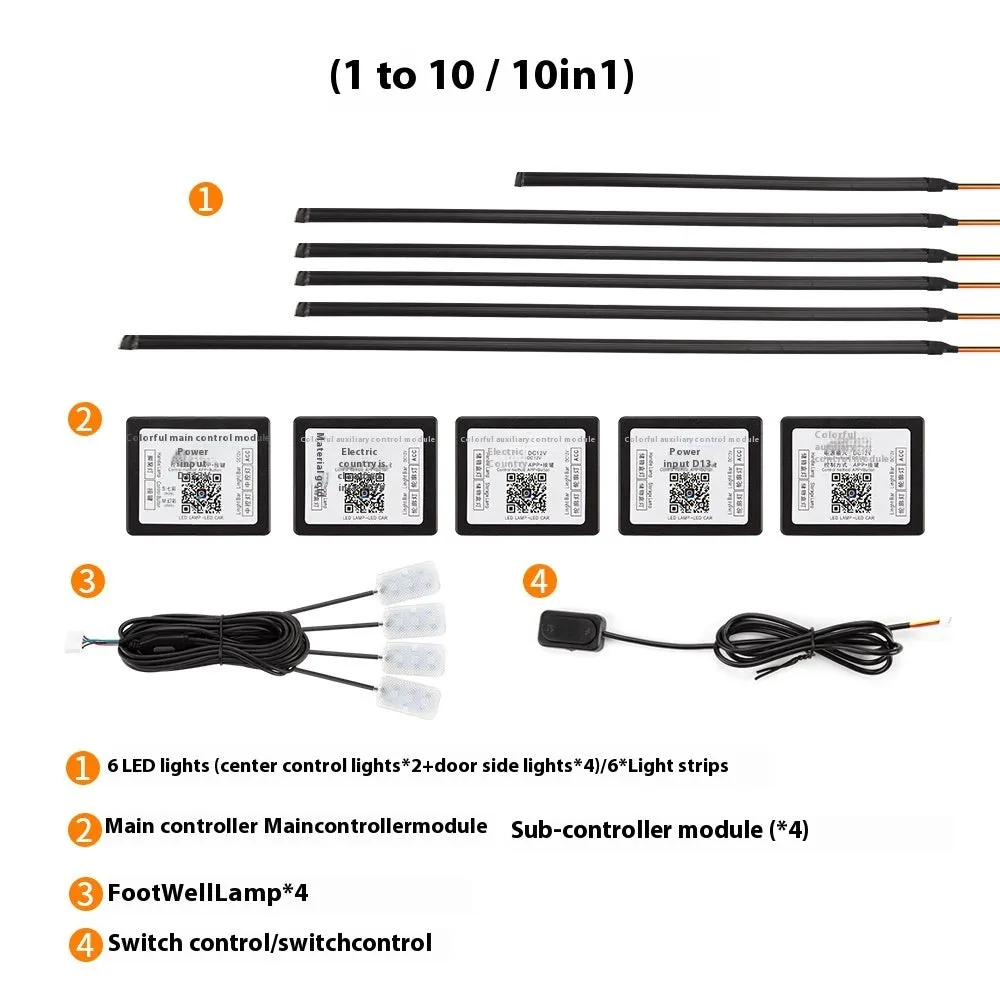 Hidden LED streamer 18in1 dynamic car ambience light with clear acrylic bar in a vehicle interior
