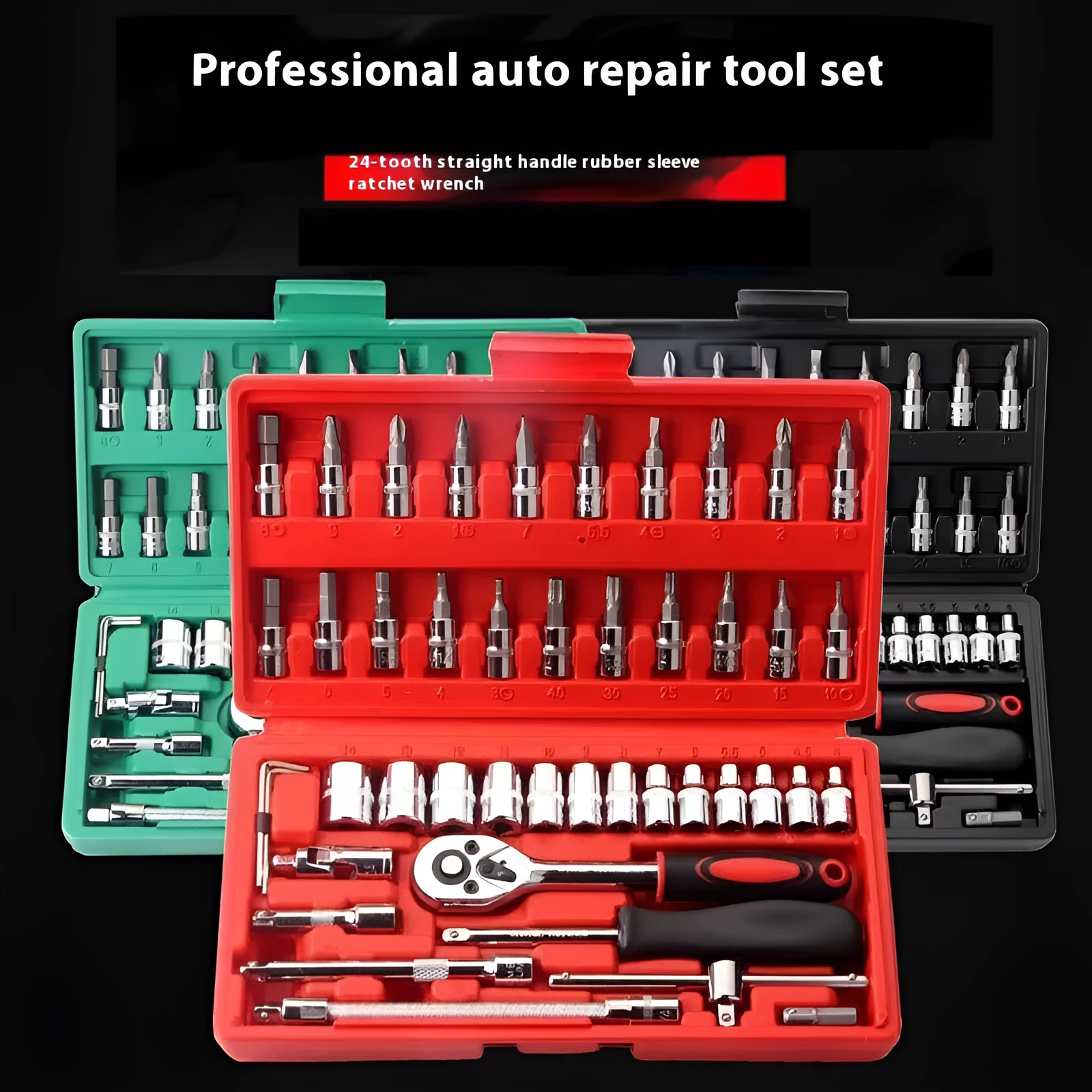 216-piece alloy steel socket wrench set in storage box with 72-tooth ratchet for car and machinery repair