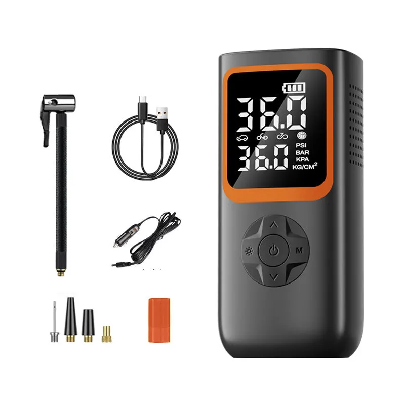 Wireless car handheld inflator pump with dual digital display and USB Type-C charging