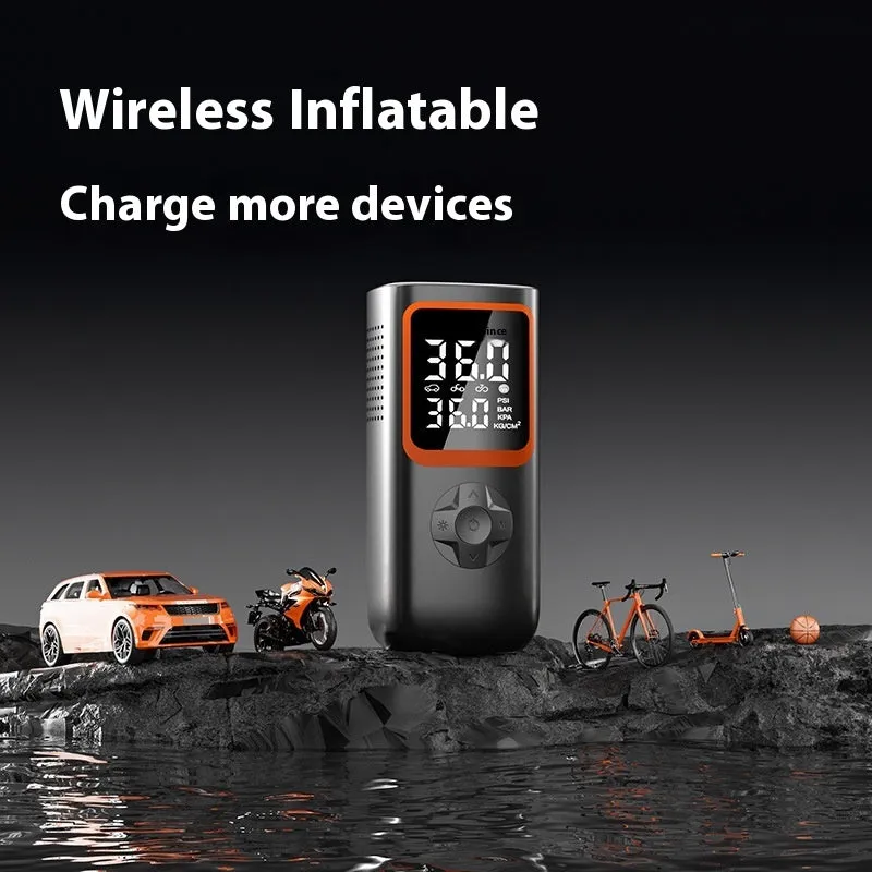 Wireless car handheld inflator pump with dual digital display and USB Type-C charging