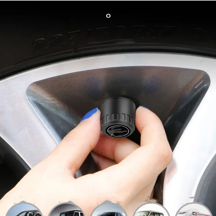 Bluetooth car tyre pressure monitoring system with four black external sensors and installation tools.