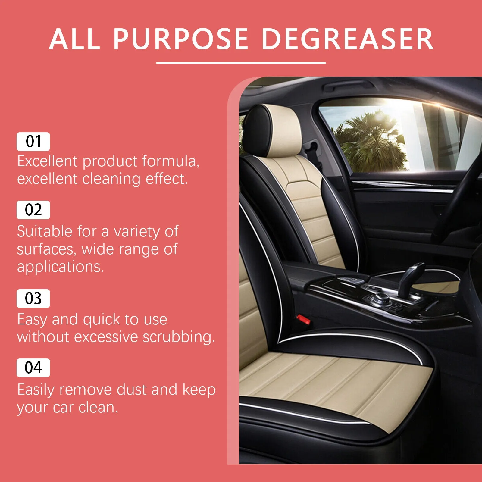 Car multifunction detergent 120ml bottle for cleaning fabric seats and steering wheels