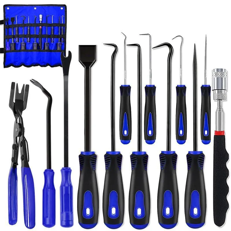 13-piece oil seal screwdriver hook set in blue colour with Oxford cloth bag