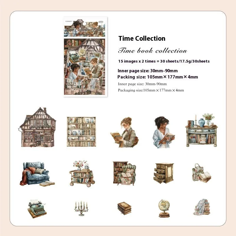 Retro Life Landscape series stickers in PET material with printed vintage designs for journal decoration