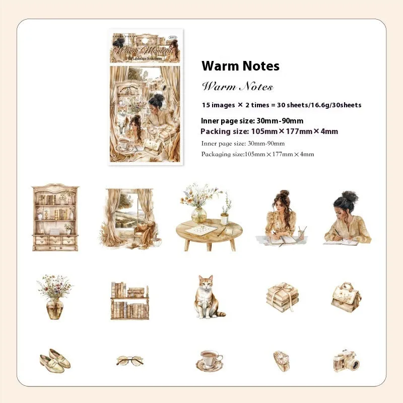 Retro Life Landscape series stickers in PET material with printed vintage designs for journal decoration