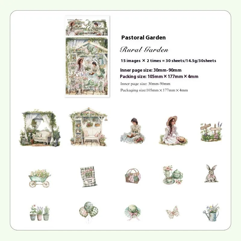 Retro Life Landscape series stickers in PET material with printed vintage designs for journal decoration