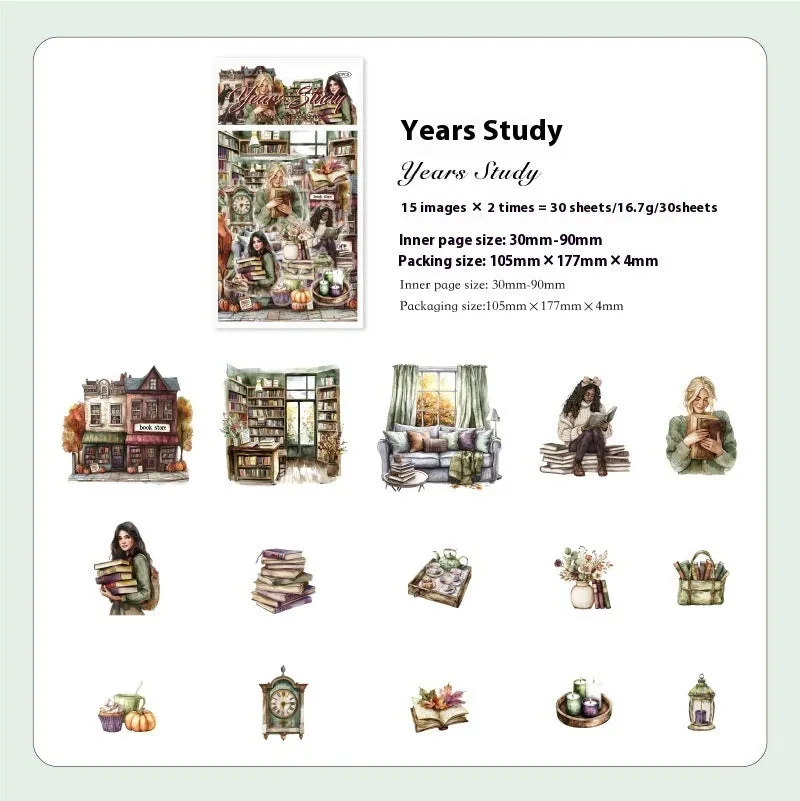 Retro Life Landscape series stickers in PET material with printed vintage designs for journal decoration