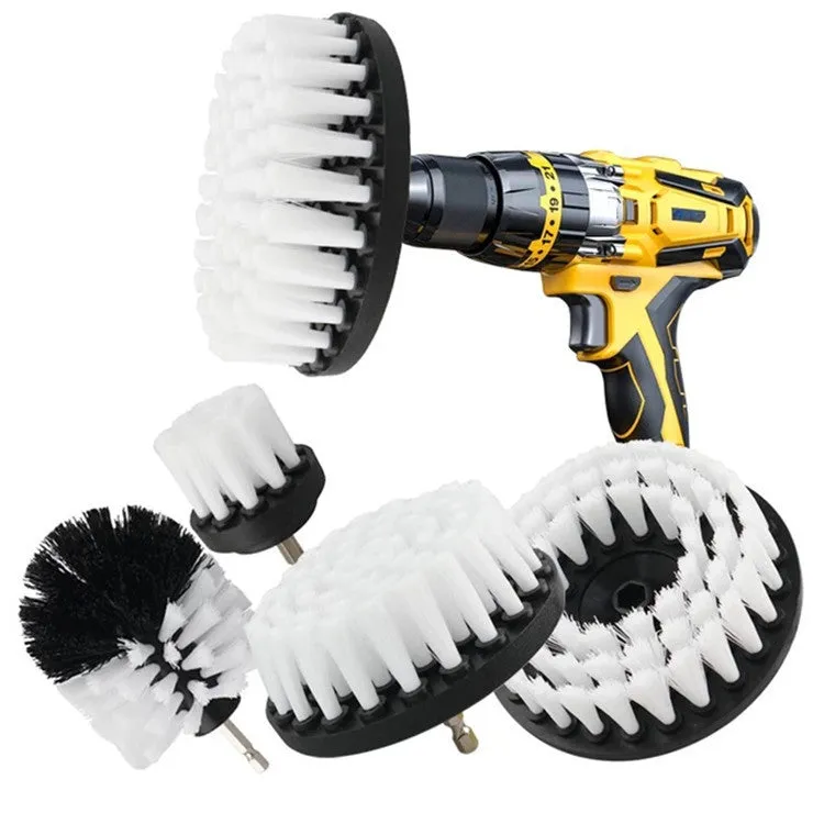 Electric wheel hub cleaning brush set with nickel plated handle and PP filaments for car rim cleaning
