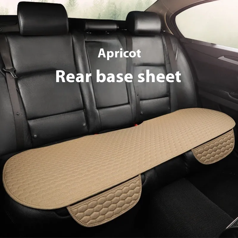 Natural linen car seat cushion in black, five-seat universal, cotton filled, with textured fabric surface