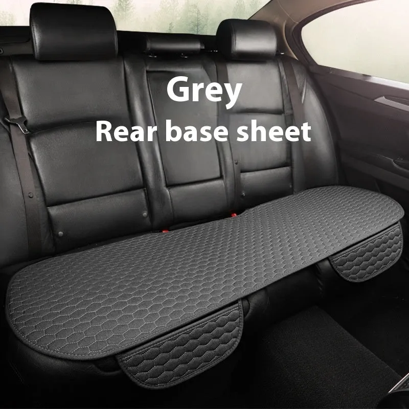 Natural linen car seat cushion in black, five-seat universal, cotton filled, with textured fabric surface