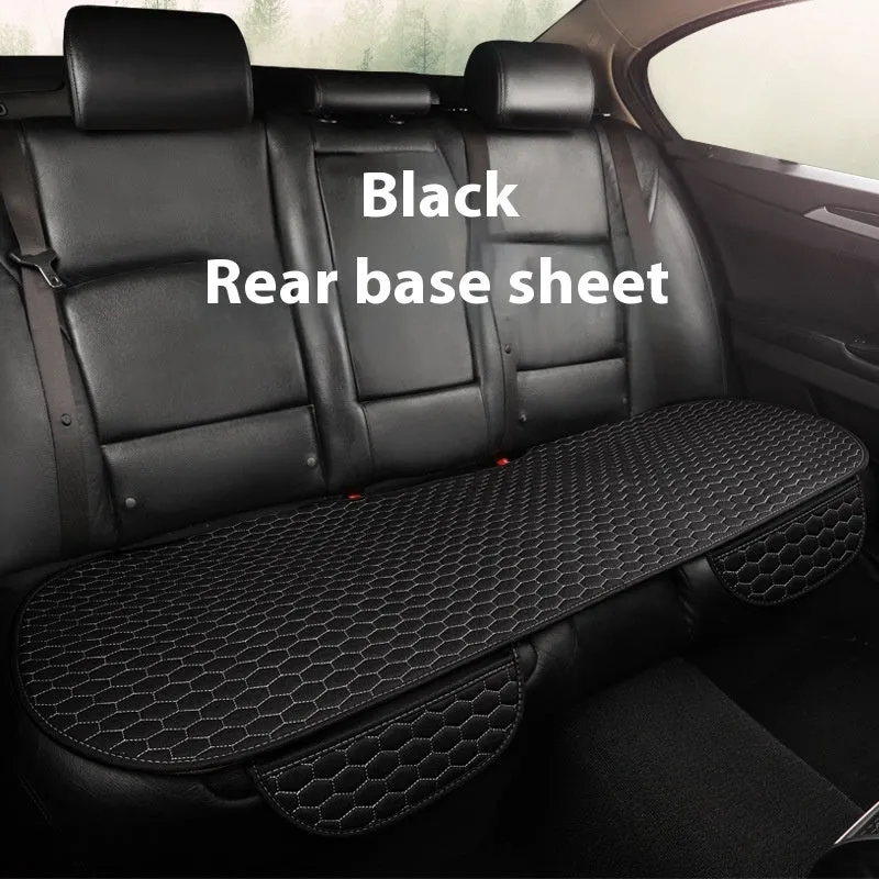 Natural linen car seat cushion in black, five-seat universal, cotton filled, with textured fabric surface