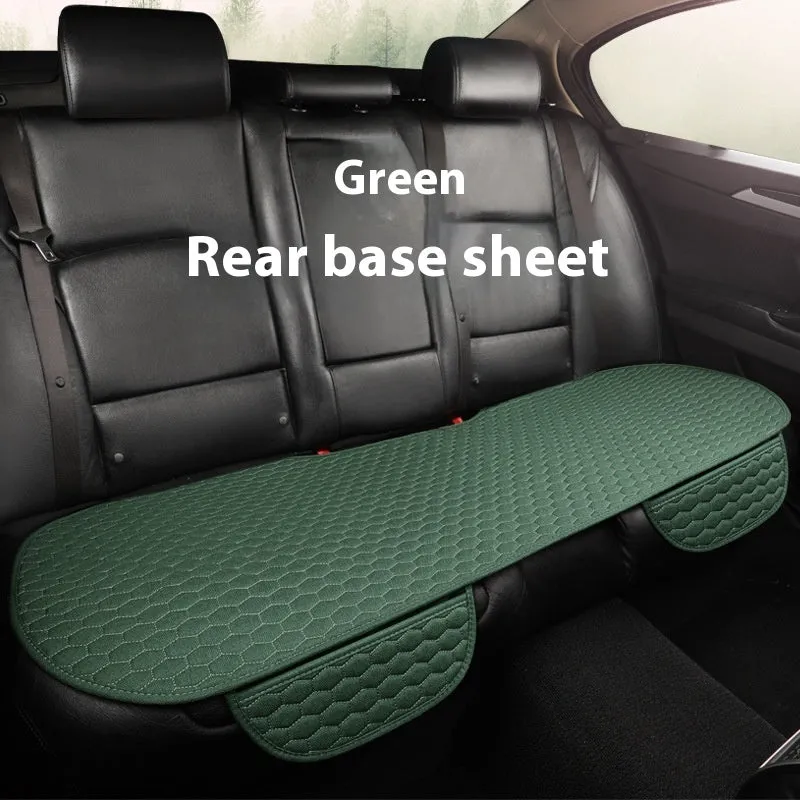Natural linen car seat cushion in black, five-seat universal, cotton filled, with textured fabric surface